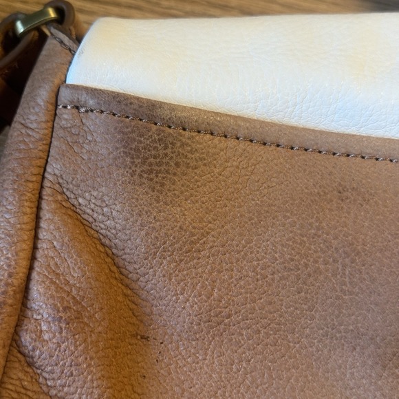 Fossil Preston Flap‎ Tan Multi Leather Expandable Crossbody Shoulder Bag - Picture 8 of 10
